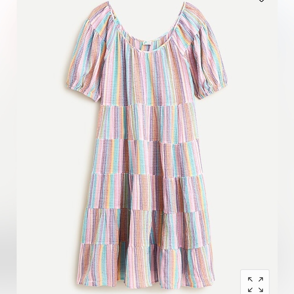 J. Crew Puff-sleeve cover-up dress in pastel stripe NWT Size Small